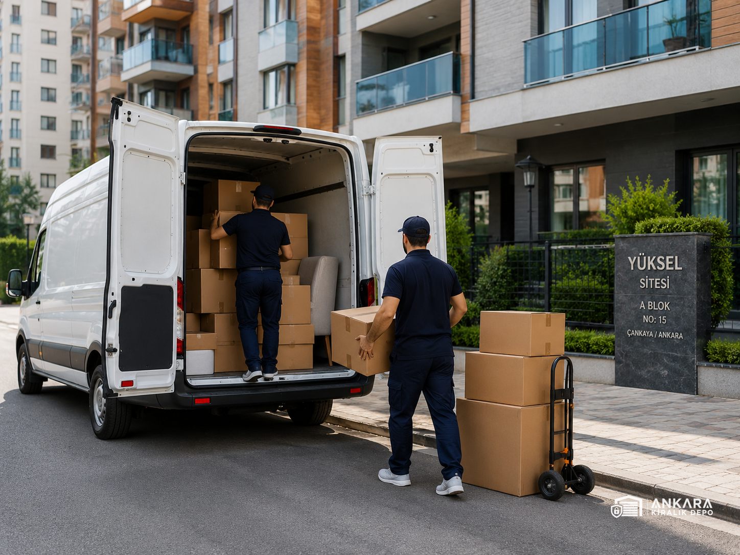 Çankaya'dan alınan eşyaların Ankara Kiralık Depo tesisine yüklenmesi