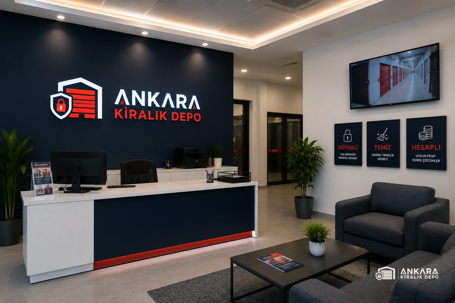 Ankara Kiralık Depo resepsiyon ve ofis alanı
